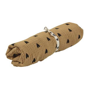 lange bébé coeurs camel gaze de coton