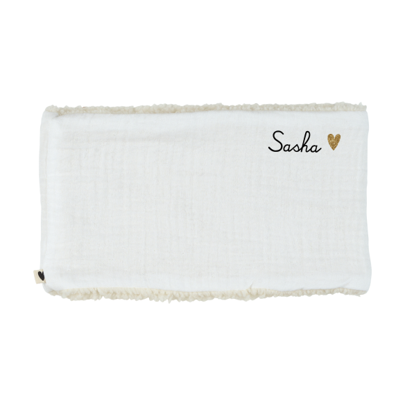 snood bébé enfant gaze écru moumoute