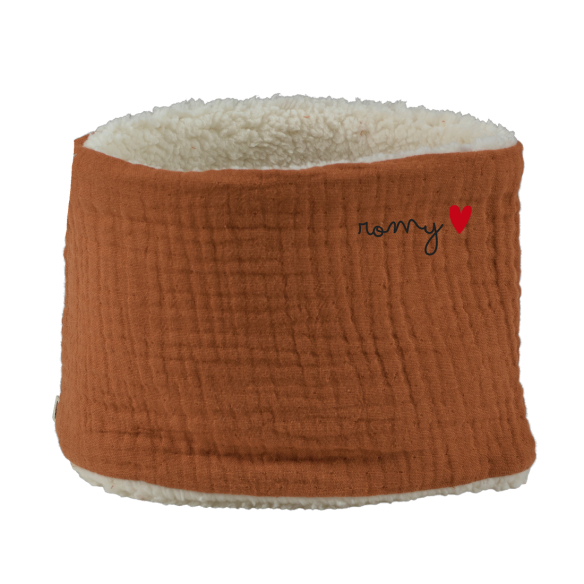snood bébé enfant gaze caramel moumoute