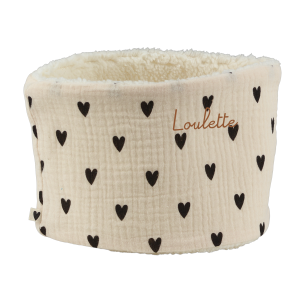 snood bébé enfant gaze coeurs ecru moumoute