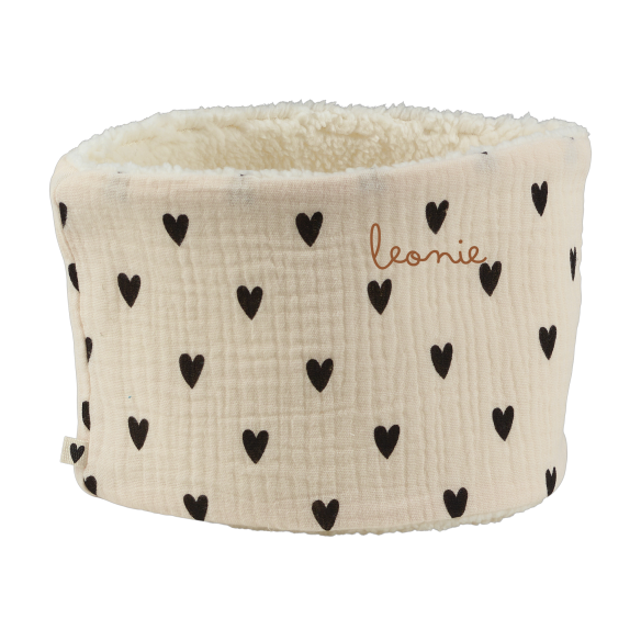 snood bébé enfant gaze coeurs ecru moumoute