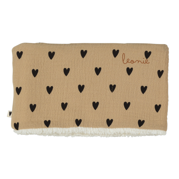 snood bébé enfant gaze coeurs beige moumoute