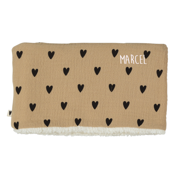 snood bébé enfant gaze coeurs beige moumoute