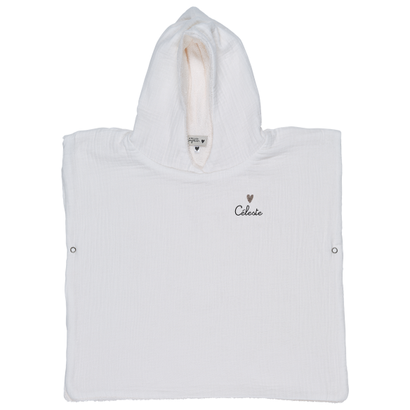 poncho gaze de coton ecru personnalisable