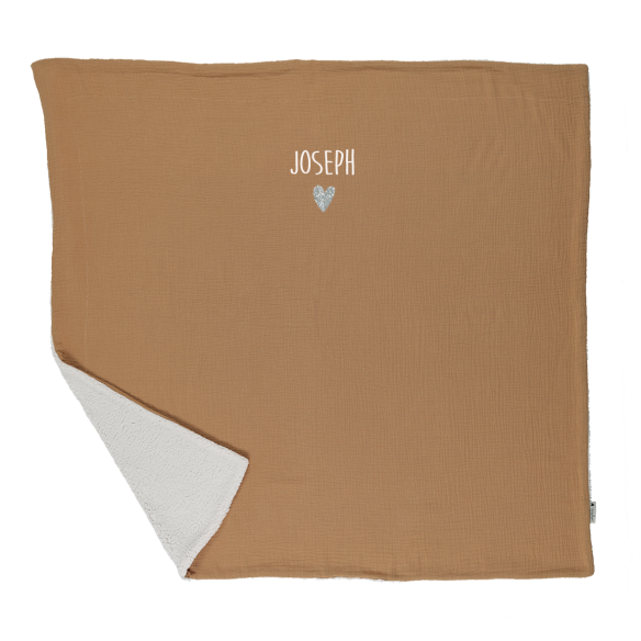 couverture pilou moumoute gaze camel