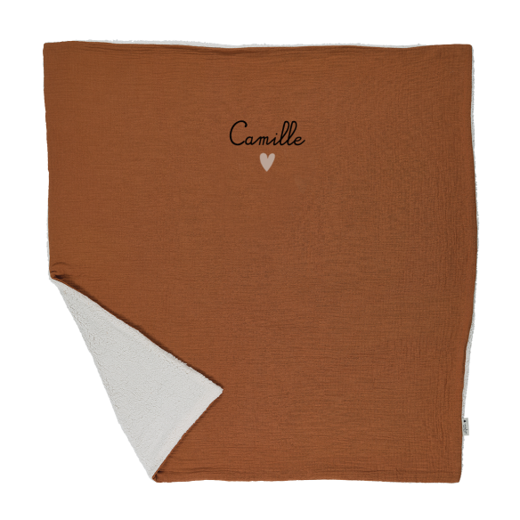 couverture pilou moumoute gaze caramel