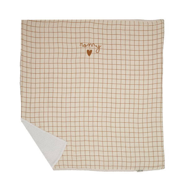 couverture pilou moumoute gaze carreaux