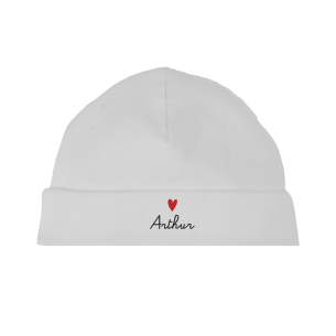 bonnet de naissance personnalisé en coton blanc