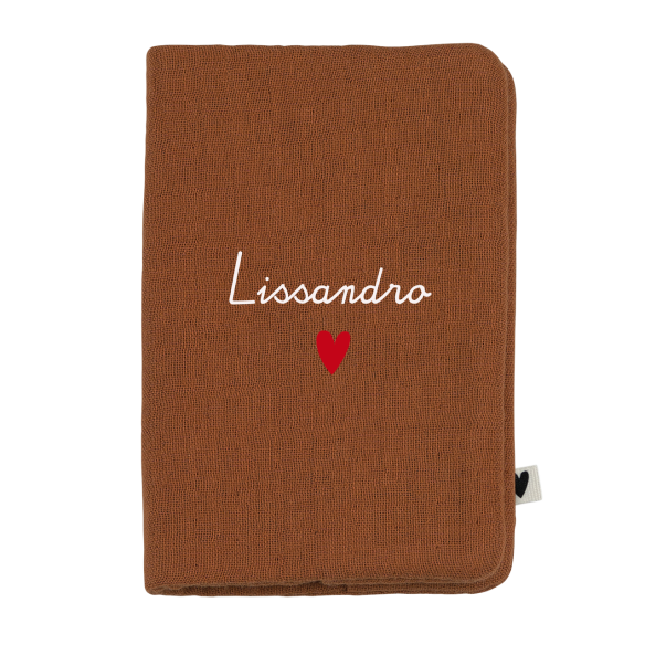 porte protège passeport gaze caramel