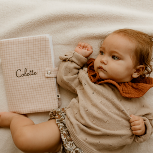 protège carnet de santé gaze petits carreaux personnalisé