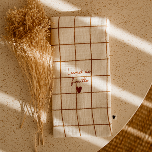 Livret de famille gaze grands carreaux personnalisable