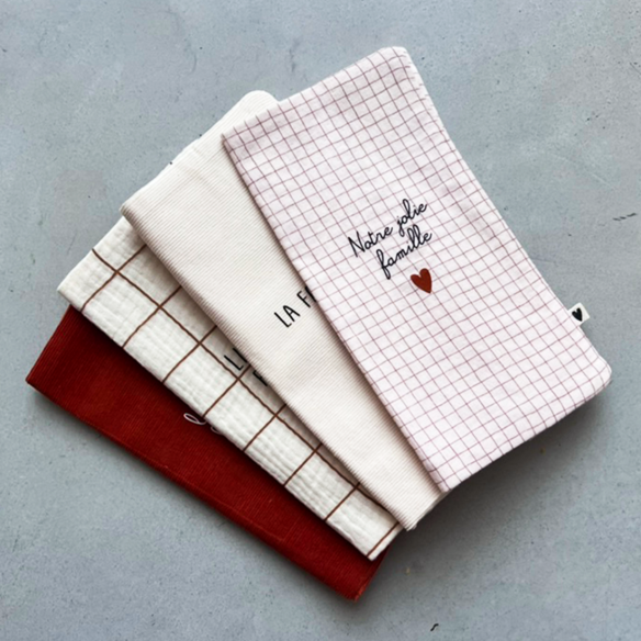 Livret de famille gaze grands carreaux personnalisable