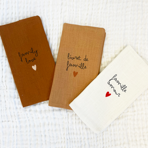 Protège livret de famille lin camel