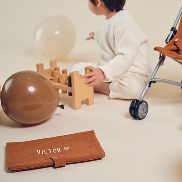 Range couche en gaze de coton bleu jean