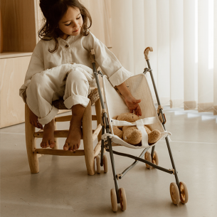 Poussette en gaze de coton écru personnalisable