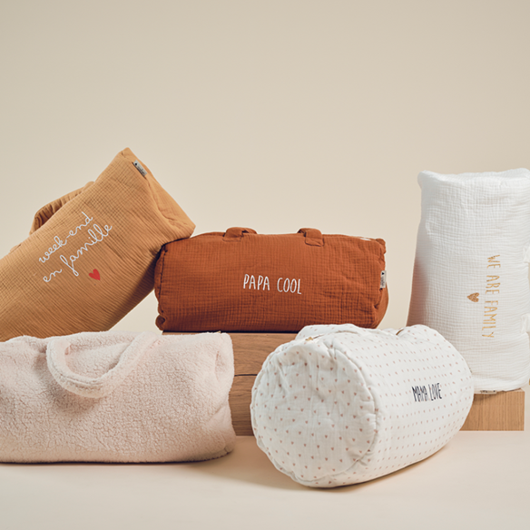 Grand sac polochon gaze coeur