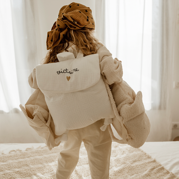sac à dos enfant gaze de coton camel