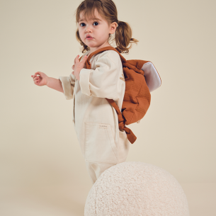 sac à dos pour enfant en gaze de coton caramel personnalisé