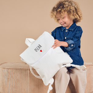 sac à dos gaze de coton coeur personnalisé