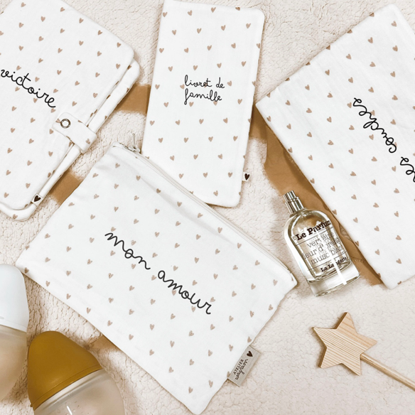 trousse plate en gaze de coton ecru