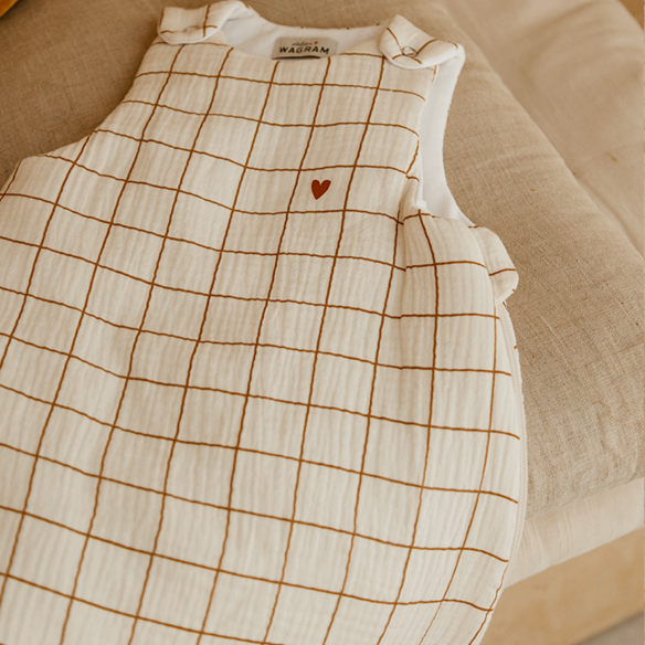 Gigoteuse gaze de coton grands carreaux personnalisé