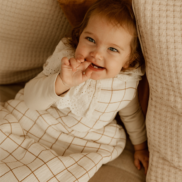 Gigoteuse gaze de coton grands carreaux personnalisé
