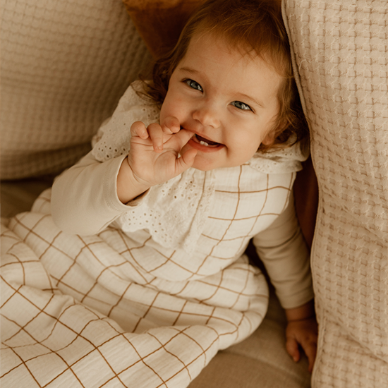 gigoteuse gaze de coton camel personnalisé