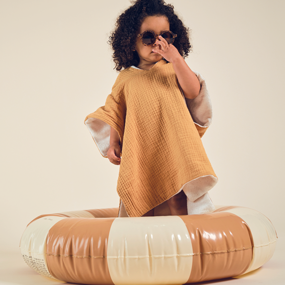 poncho gaze de coton camel