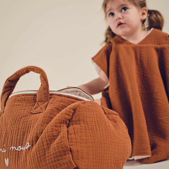 poncho gaze de coton caramel