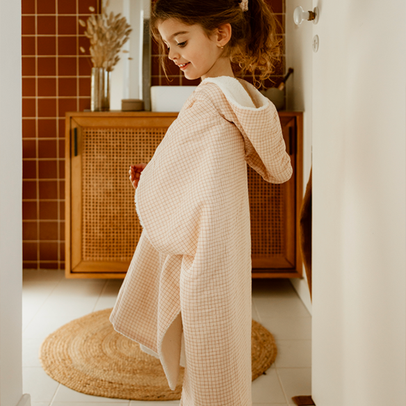 poncho petits carreaux gaze de coton
