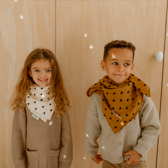 foulard gaze de coton coeur camel