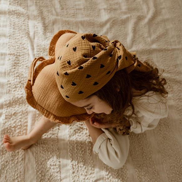 foulard gaze de coton coeur beige