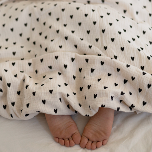 parure de lit gaze coeurs ecru