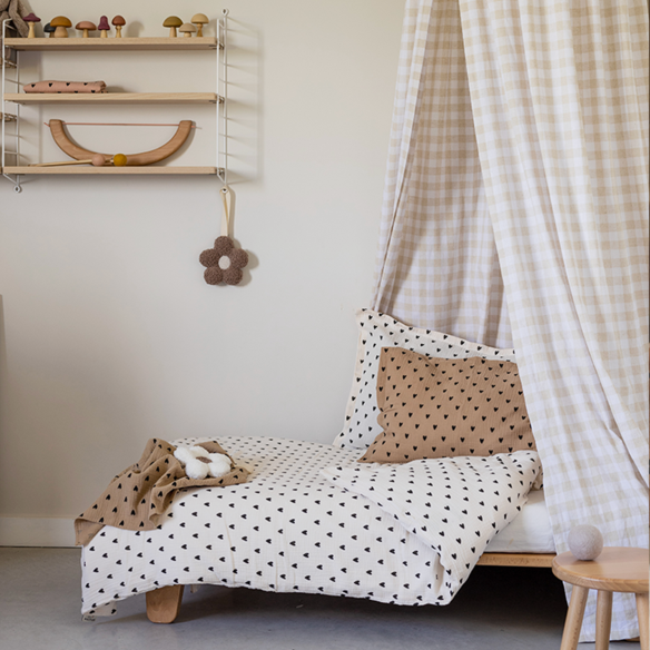 parure de lit gaze coeurs ecru