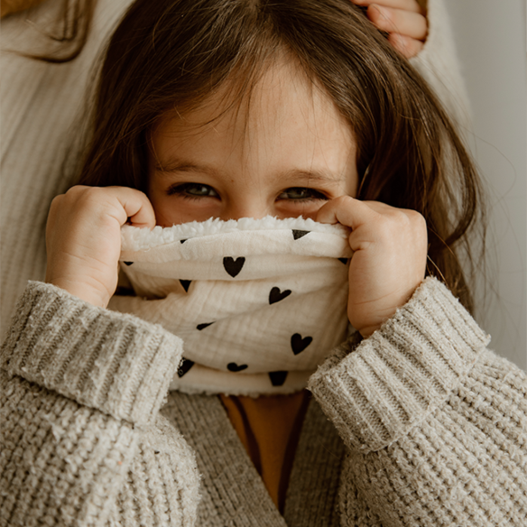 snood bébé enfant gaze écru moumoute