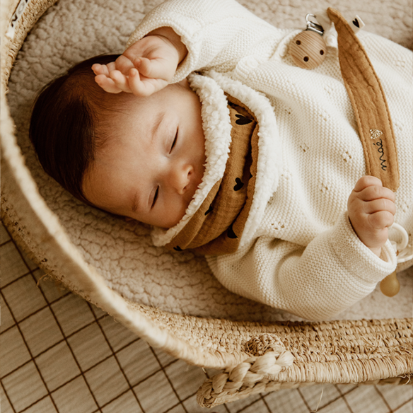snood bébé enfant gaze écru moumoute