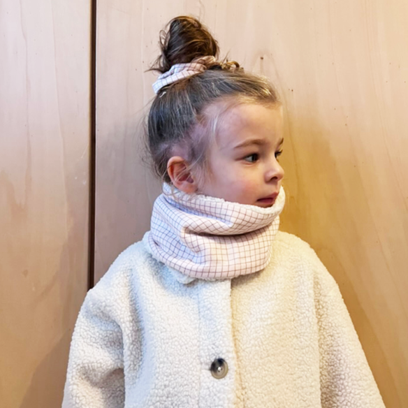 snood bébé enfant gaze écru moumoute