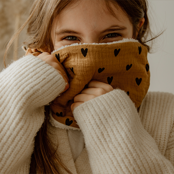 snood bébé enfant gaze caramel moumoute