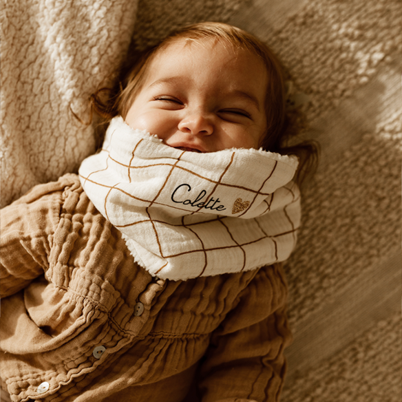 snood bébé enfant gaze grands carreaux moumoute