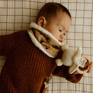 snood bébé enfant gaze coeurs beige moumoute