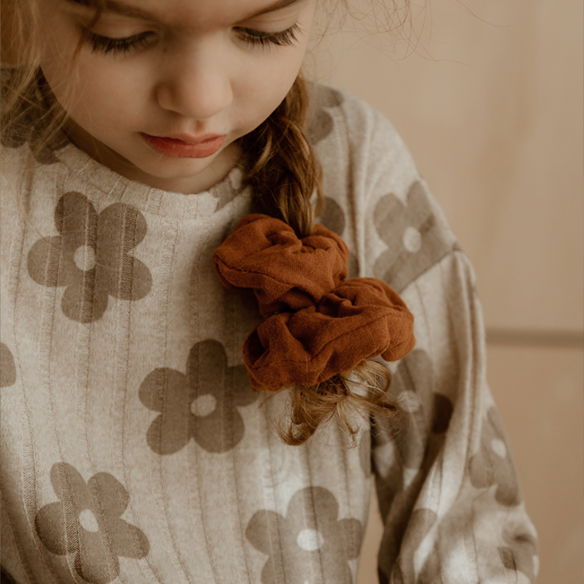 chouchou gaze de coton caramel accessoire cheveux