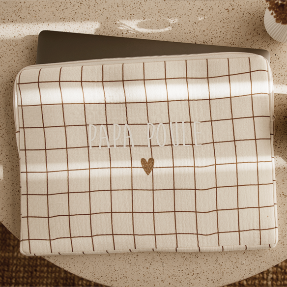 pochette ordinateur housse gaze ecru