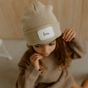 Bonnet maille sable