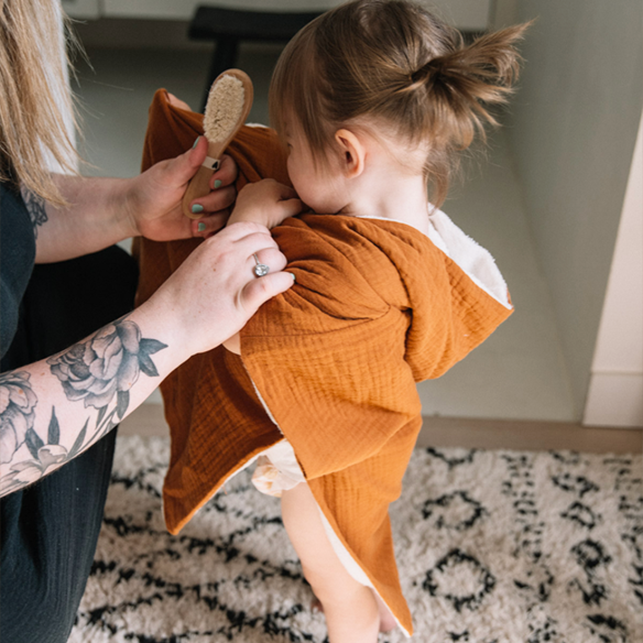 poncho gaze de coton caramel