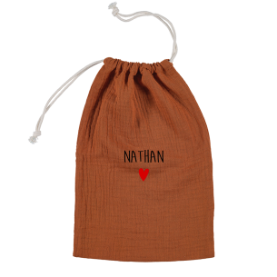 pochette cordon gaze de coton caramel