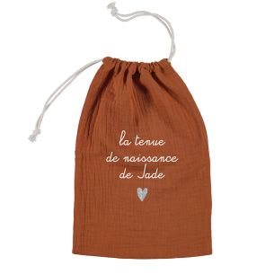 pochette cordon gaze de coton caramel