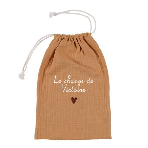 pochette cordon gaze de coton camel