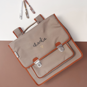 grand cartable taupe personnalisable