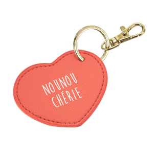 porte-clé simili cuir corail