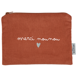 trousse plate en velours côtelé brique